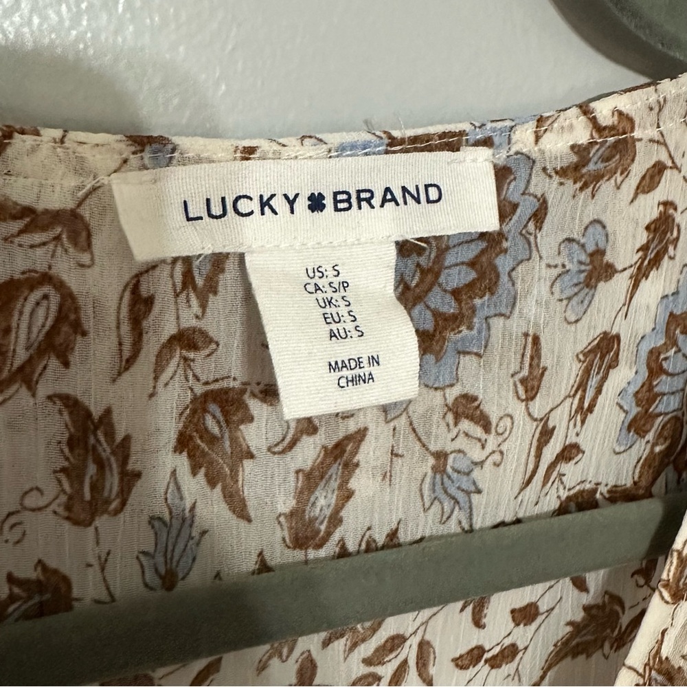 Lucky Brand Paisley Floral Ruffle Maxi Dress Size Small - Picture 3 of 6